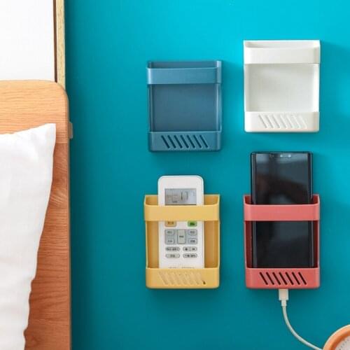 Home Wall-Mounted Organizer Storage Box Remote Control Mounted Mobile Phone Plug Wall Holder Charging Multifunction Holder Stand