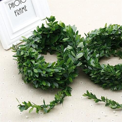 7.5m Fake Foliage Green Leaves Vine Fake Foliage Garland Artificial For Wedding Party Decoration DIY Headbands Wreath Craft