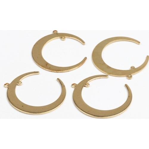 Brass Moon Charms, Raw Brass Earrings Findings,Raw Brass Pendant,Geometric shaped Earrings Brass Charm,31x27.5mm-RB1311