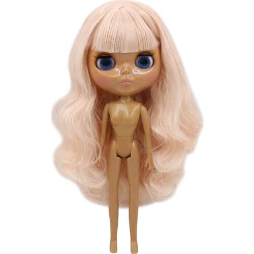 ICY DBS Blyth Doll 1/6 bjd toy dark skin licca body licca doll pale pink hair shiny face 30cm toy
