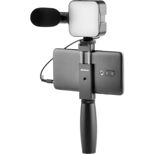 Metal Phone Tripod Mount with Cold Shoe for iPhone 11 Pro Max Holder Clip for Sumsung Smartphone Cell Phone Clamp Vlog Video Rig