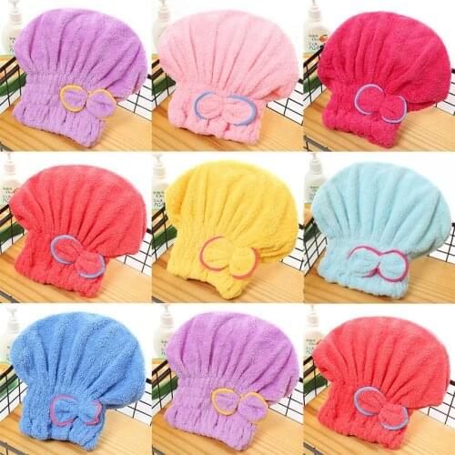 Microfibre Quick Hair Drying Shower Cap Bath Towel Spa Bowknot Wrap Towel Cap Bathroom Accessories Bonnets For Women Designer