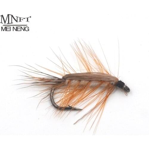 MNFT 10PCS/Lot 6# White Bugger Wooly Worm Body Brown Beard Fly Trout Fly Fishing Baits 24mm hook Length