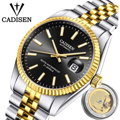 Men watches Top brand CADISEN Automatic Watch Shock Resistant Mechanical pilot Water 100M Business male clock reloj para hombre