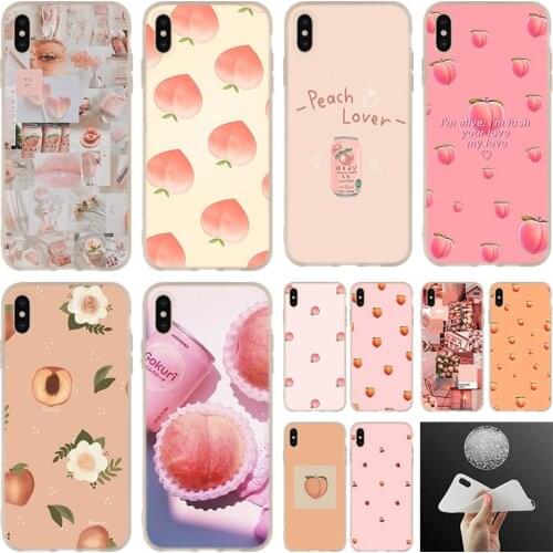 Soft Silicone Case For iPhone 12 11 Pro 7 8 6 6s Plus XR XS Max Cover Mini 5 5S SE 2020 Funda Etui 277d Pink peach