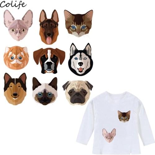 Set Animal Head Patch T-Shirt Diy Decoration 2018 New Easy Print By Household Irons Iron Patches For Clothing 21x23Cm