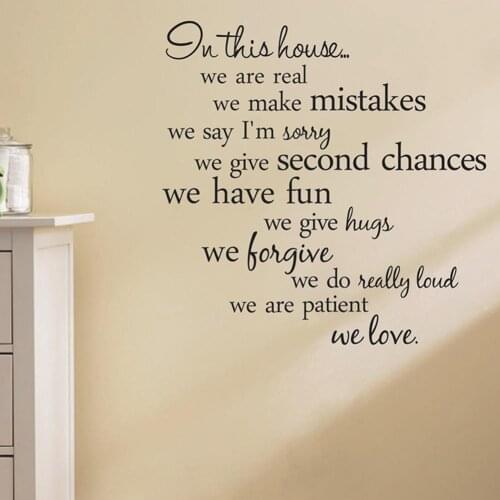 In This House Letter Wall Sticker Self-adhesive Decal Home Living Room Decor Wall Stickers Bedroom Wall Decal Decoration