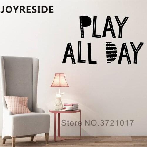 Play All Day Wall Decal Art Design Kids Playrooms Wall Sticker Children Gifts Home Warm Toys Playing Decoration Wall Decals M063