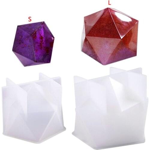 New Crystal Epoxy Mold Desktop Table Decoration Jewelry Large Multi-faceted High Mirror Resin Silicone Mould