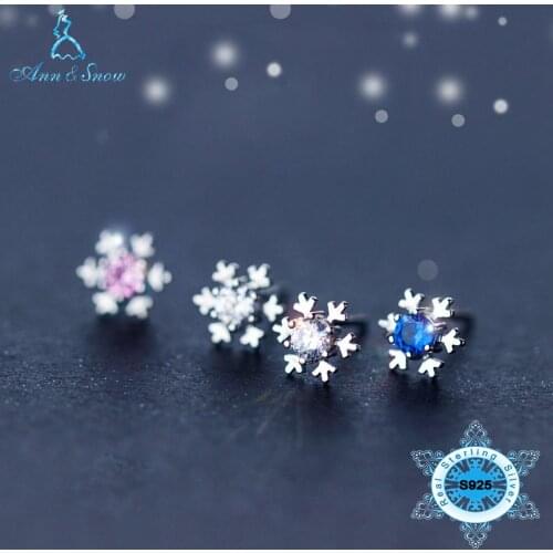 New Arrival Christmas Gift Real 925 Sterling Silver For Women Snowflake High Quality Stud Earrings Women Wedding Party Jewelry
