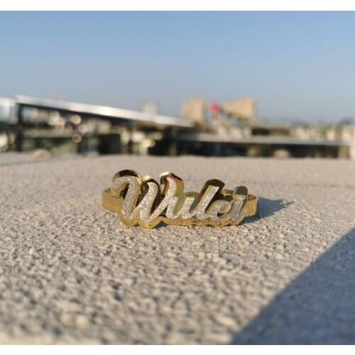 3UMeter New Custom Name Bracelet Personalized Women Customized Letter Bangle Acrylic Stainless Steel Nameplate Set Dropshipping