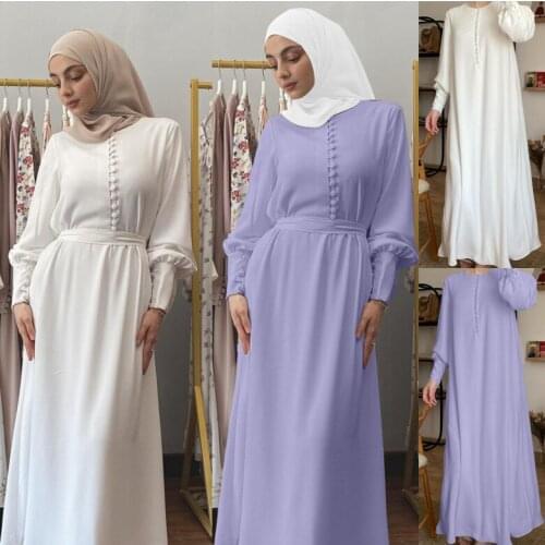 Solid Abaya Dubai Muslim Hijab Dress Beaded Chiffon Summer Maxi African Dresses for Women Kaftan Moroccan Islam Arabic Abayas