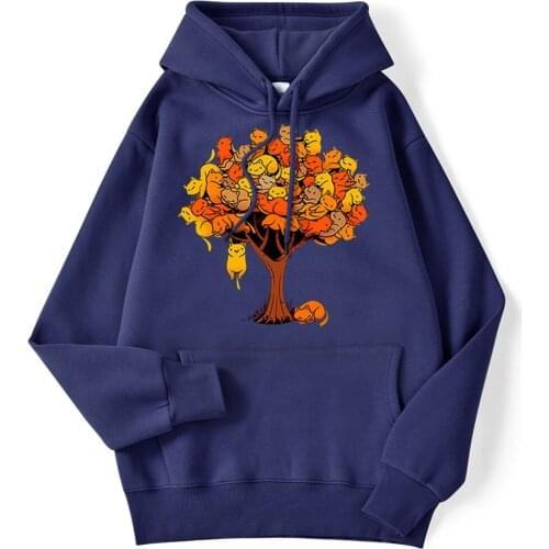 Cat Tree Cartoons Daily Casual Prints Hoody Mens Cartoon Harajuku Sweatshirt Daily Casual Hoodies Autumn Loose Hoody Mens