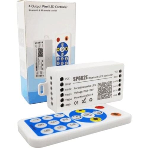 SP602E WS2812B LED Bluetooth-compatible Music RGB Controller DC5-24V 4 CH Signal Output Built In Mic WS2811 LED Light Strip