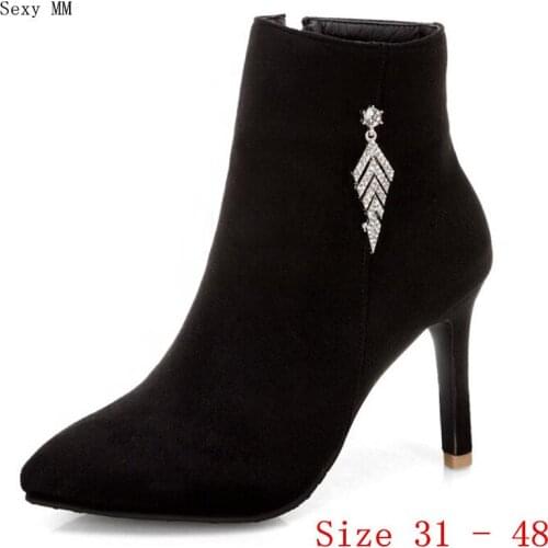 Spring Autumn High Heels Women Ankle Boots Woman Short Boots High Heel Shoes Small Plus Size 31 32 - 40 41 42 43 44 45 46 47 48