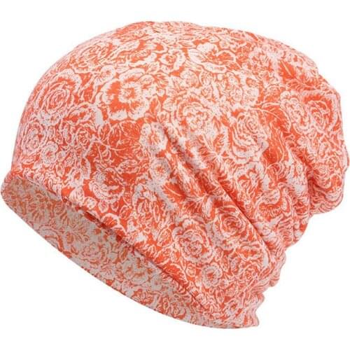 2021 Cotton Autumn winter Skullies cap beanie hat rose flower pattern print turban Hat scarf dual use for Men and Women 34
