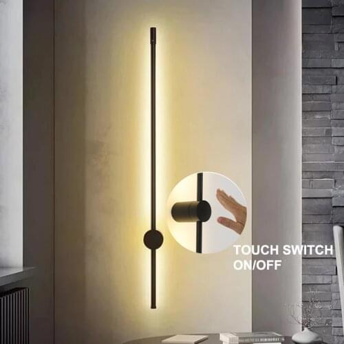 Nordic Modern LED Long Straight Wall Lamp Decor For Home Bedroom Hotel Aisle Stairs Indoor Home Black Lights Fixtures