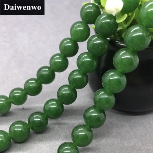 Deep Green Chalcedony Beads Stone Round 4-14mm Gemstone Loose Spacer DIY Jewelry