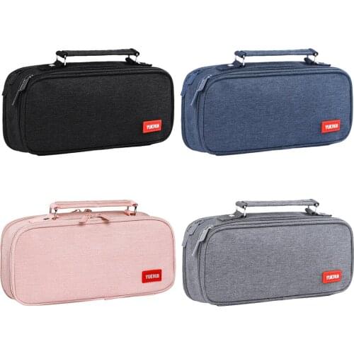Large Capacity Pencil Case Spacious Canvas Stationery Storage Bag Organizer Portable Handle Design School Pen Case Pouch