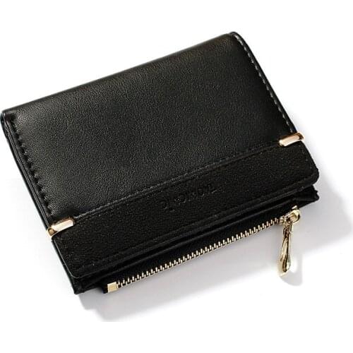 Women Wallets Leather Female Purse Mini Hasp Solid Multi-Cards Holder Fashion Coin Short Wallets Slim Small Wallet Zipper Hasp
