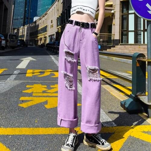 JMPRS Streetwear Women Jeans High Waist Ripped Loose Straight Denim Pants Summer Fashion Hole Y2k Female Baggy Jeans New 2021