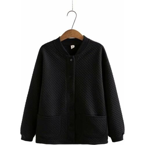 Plus size stand collar women coat 2021 NEW spring autumn Women Knitted cotton quilted baseball jacket black gray Navy dark red