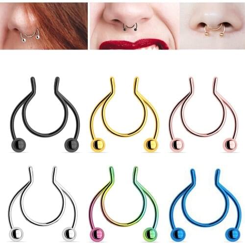 1Pc New Style Antlers Shape Nose Ring Punk Nose Clip Stainless Steel Nasal Septum False Tragus Faux Septum Body Piercing Jewelry
