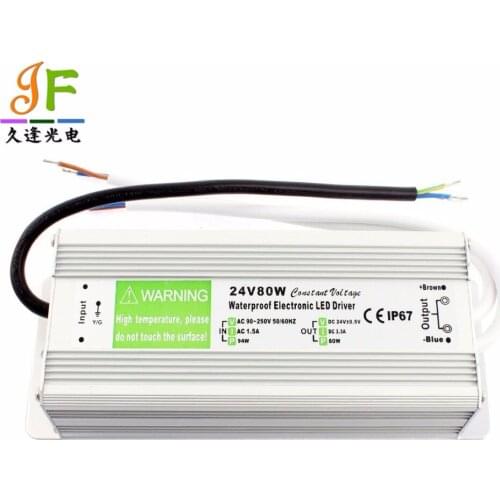 Fast shipping 10pcs 24V 80W IP67 Waterproof LED Power Supply AC110-260V to DC24V Electronic LED Driver Switch Transformer