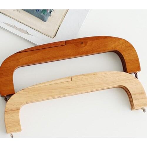 2 sets wholesale China Factory Supply light coffee nature black red wine solid wood material wooden purse frame obag handles