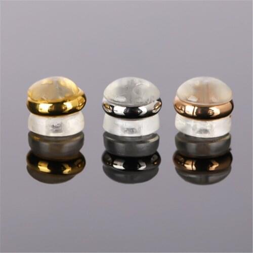 20PCS Roud Earrings Stoper Silicone Ear ear plug hypoallergenic anti-stainless steel Studs Gold earring stopper back