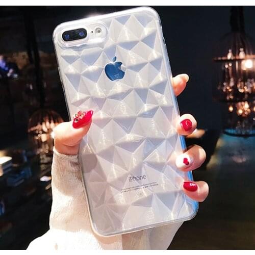 3D Diamond Slim Soft Gel tpu Phone Case For iPhone 6 6s 7 8 Plus X XR XS 11 Pro Max SE 5S 5cover Transparent Thin funda