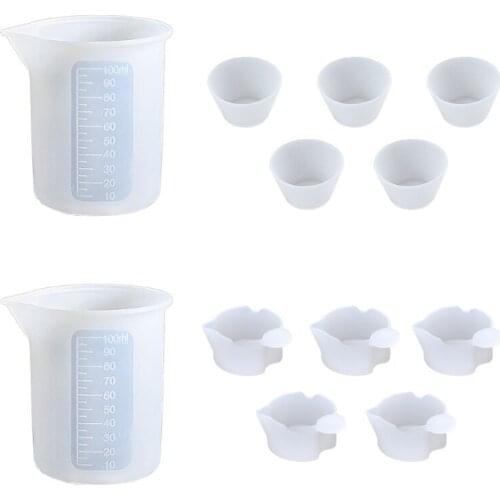 8/12 Pcs Nonstick Silicone Measuring Cup Card Slot Cup Mixing Dispensing Cup DIY UV Epoxy Resin Tools Kit