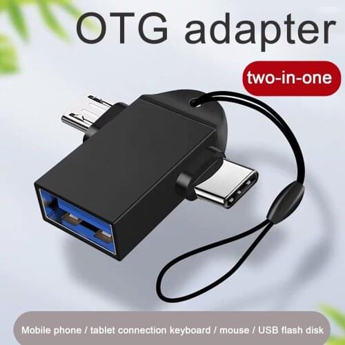 2 In 1 Otg Adapter Usb 3.1 Type-c + Micro Usb Male To Usb 3.0 Female Converter For Huawei Xiaomi One Plus Nexus 6p#p3