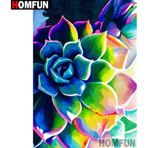 HOMFUN Diamond Painting Full Square/Round Drill 5D DIY "Colored flower" Daimond Embroidery Rhinestone Cross Stitch Decor A25908