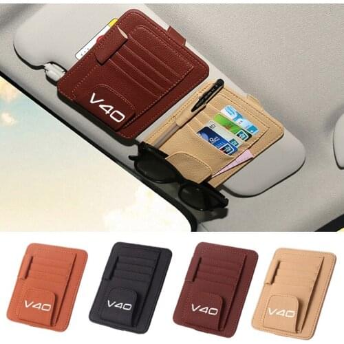 Car Organizer Sunshade Storage Bag Car Sun Visor Clip Bag Stowing Box Pen Card Ticket Sunglasses Holder For VOLVO V40 styling