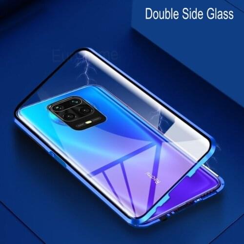 For Xiaomi Redmi Note 9s 9 Pro Max Case Double Sided Glass 360 Full Protect Cover Magnetic Adsorption Metal Frame Casing POCO X3