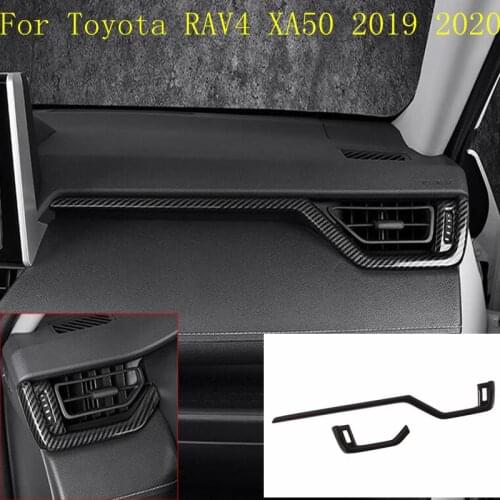 For Toyota RAV4 XA50 2019 2020 Carbon Fiber Black Interior Front Side A/C Air Outlet Vent Cover Trim 2PCS ABS Car Accessorie
