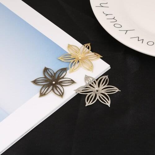 Hot 2x36mm Flower Filigree Wraps Connectors Metal Crafts Connector For Jewelry Making DIY Accessories Charm Pendant 10Pcs/lot