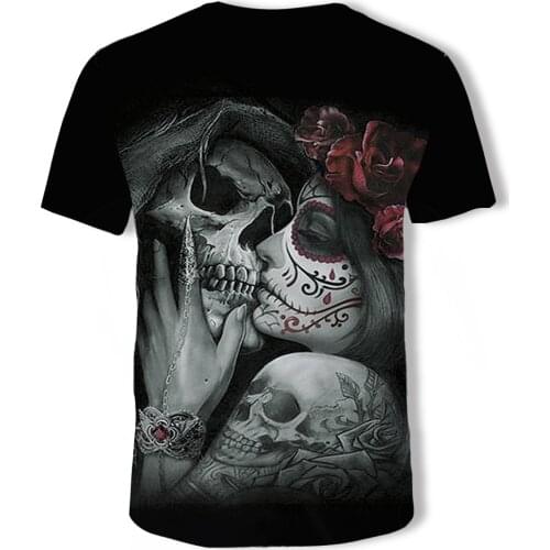 2021 new T-shirt black skull series 3D printed T-shirt horror O-neck Harajuku T-shirt oversized breathable mens 100-6XL summer