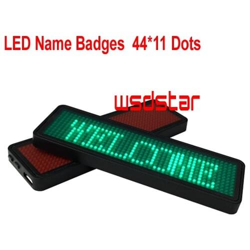 Red Color Green Color LED Name Badge Scrolling display Message Sign 44x11 Dots Rechargeable Led Name Tag For Event