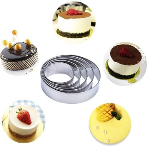 Circular hexagonal star mousse ring stainless steel 5 piece cake circle DIY cheesecake biscuits die mold baking tools bakery