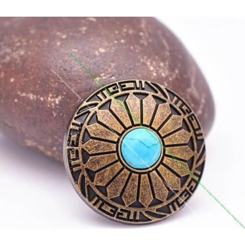 10X 30mm Brass Sun Flower Southeast Real Natural Turquoise Leathercraft Belt Luggage bag Accessories Conchos Connector