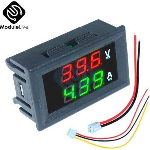 Mini Digital Voltmeter Ammeter DC 100V 10A/50A Panel Amp Voltage Volt Current Meter Tester 0.56'' 0.56inch Blue Red
