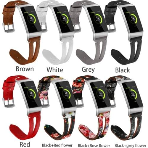 Fashion Leather Wristband Strap for Fitbit Charge 3 Fitness Activity Tracker Replacement Watchband Wrist Bracelet 8 Colors