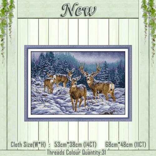 Winter deer snow animals decor painting counted printed on the canvas DMC 11CT 14CT kits Cross Stitch embroidery needlework Sets