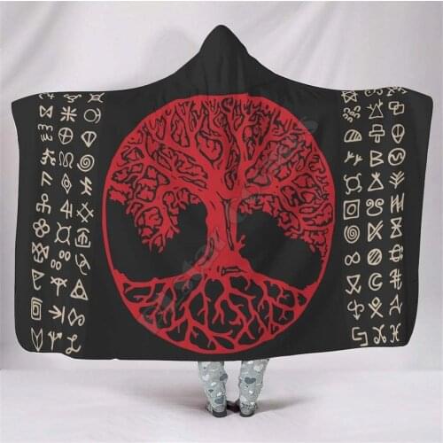 Viking Tattoo Hooded Blanket Adult colorful child Sherpa Fleece Wearable Blanket Microfiber Bedding Drop Shipping 11