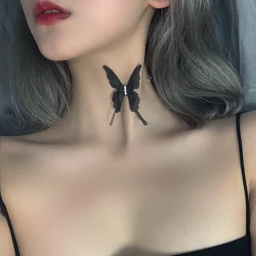 Mihan Modern Jewelry Black White Butterfly Necklace 2021 New Design Elegant Transparent Choker Necklace For Women Girl Gifts
