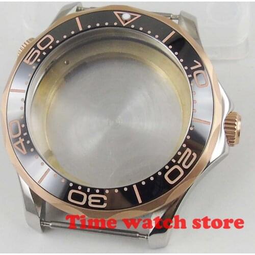 Polished 41mm gold blue black stainless steel sapphire fit ETA 2836 Miyota 82 DG 3804 luminous ceramic bezel watch case C579