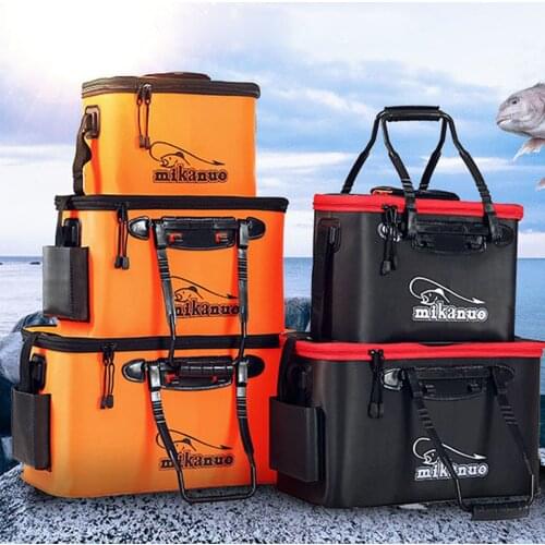 Portable Zipper Fishing Bucket Outdoor Folding EVA Fishing Bag live fish bucket 5 Sizes Camping Hiking Fishing Bag