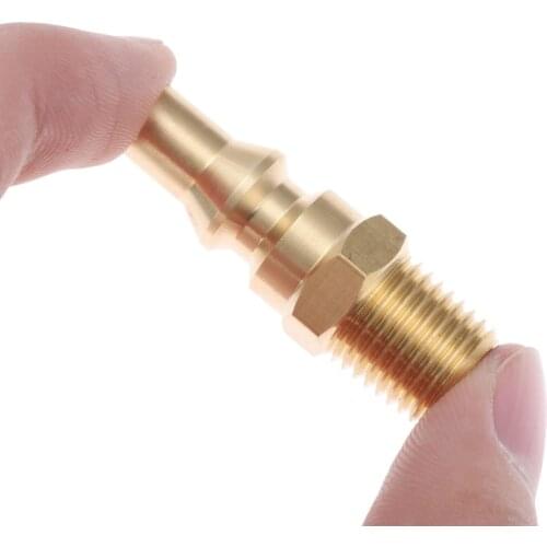 Solid Brass Propane Quick Connect Fitting Adapter Male Plug 1/4inch NPT fits for BBQ And Low Pressure Propane Gas Systems Grill